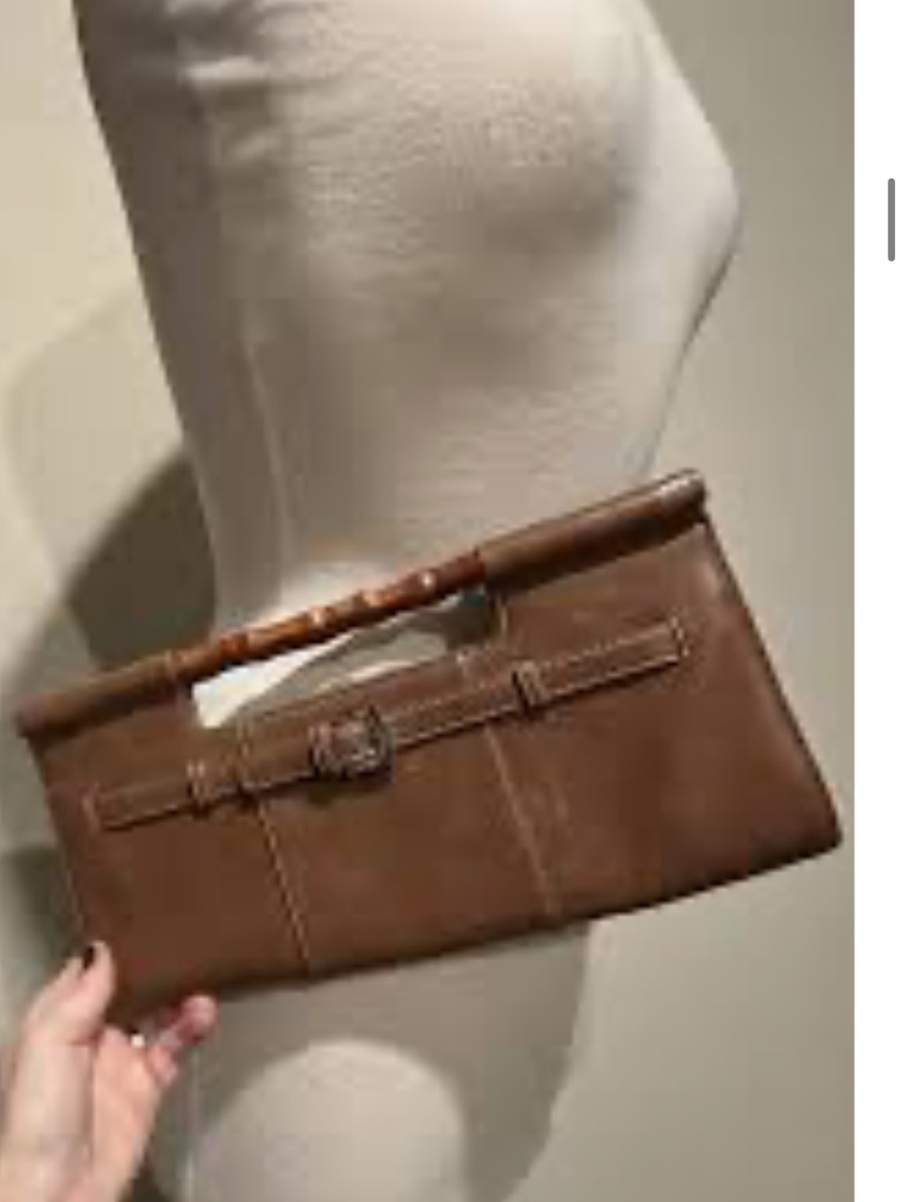 The Limited Brown Leather Men's Messenger Clutch with Bamboo Handle